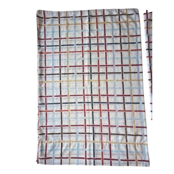 70s Vintage MCM Mid Century Geometric Print Cotton 2 Pillowcase - Picture 2 of 5